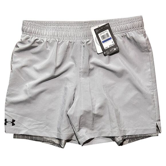Under Armour 2 in 1 Loose Gray & Camo Running Training Shorts Youth XL - Picture 1 of 8